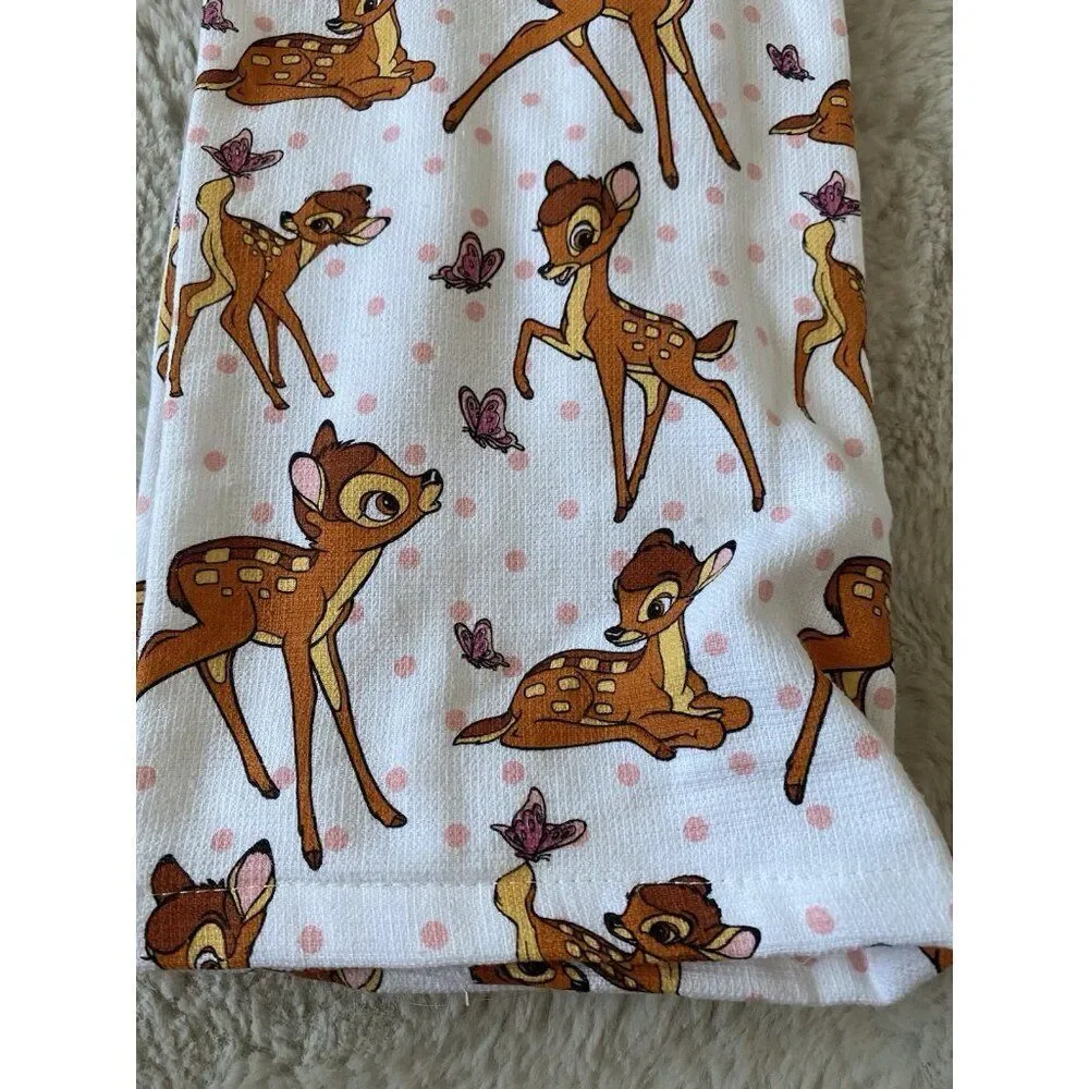 Set Of 2 Disney Bambi And Butterflies Kitchen Towels 18” X 28” Cotton NEW‎